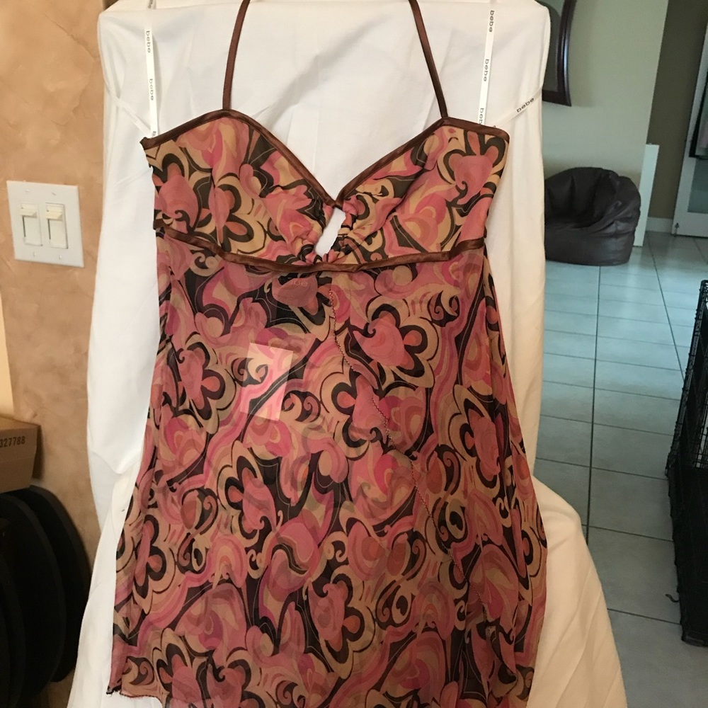 Bebe tie halter multi color top size large w/ tags